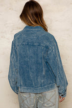 Jacket Veste Bleu Denim Vintage Velours Côtelé