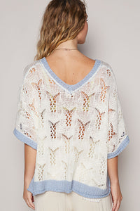Pull en Tricot Petite Fleur Blanc