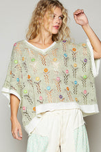 Pull en Tricot Petite Fleur Sauge