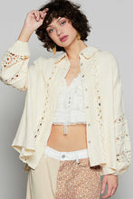 Blouse Manche Ample Boho Dentelle Naturel