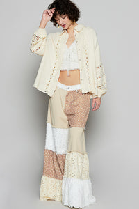 Blouse Manche Ample Boho Dentelle Naturel