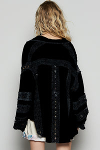 Blouse Manche Ample Boho Dentelle Noir
