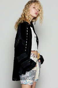Blouse Manche Ample Boho Dentelle Noir