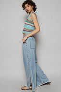 Jeans Fashion Jambe Large Festival Summer Bleu