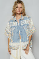 Jacket Sur Chemise Patch Bohème Denim Fleur