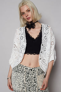 Cardigan Crochet Blanc