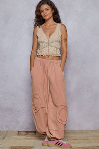 Pantalon Aladin Coton Rose Flamant