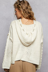 Hoodie en Tricot Doux Crème