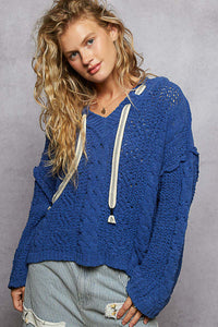 Hoodie en Tricot Doux Bleu