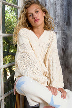 Pull Tricot Doux Crème Col en V