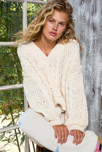 Pull Tricot Doux Crème Col en V