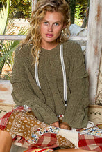 Hoodie en Tricot Doux Kaki Mousse