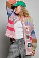 Cardigan Maille Multi Rose