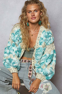 Cardigan Crochet Aqua