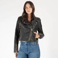 Veste en Cuir Sharon Noir