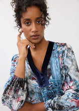 Top Col en V Velouté Indigo FDJ