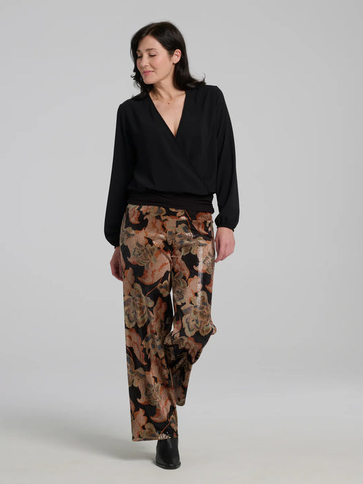 Blouse Camille Colle en V Noir de Kollontai