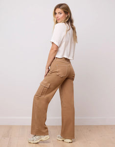 JEAN LARGE LILY / CARGO CAMEL YOGA JEAN