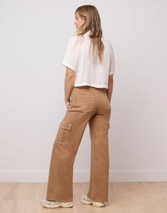 JEAN LARGE LILY / CARGO CAMEL YOGA JEAN