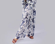 Pantalon Jambe Droite Coton Lin Navy
