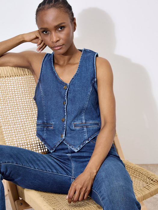 Veste Gilet de Denim Bleu