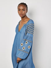 Robe Courte Jeans Manche Évasé