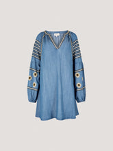 Robe Courte Jeans Manche Évasé