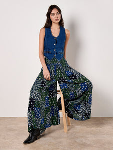Pantalon Jupe Fleur Bleu