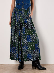 Pantalon Jupe Fleur Bleu