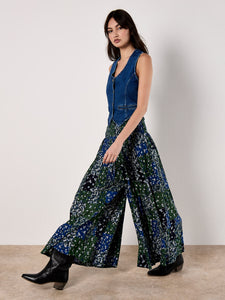 Pantalon Jupe Fleur Bleu