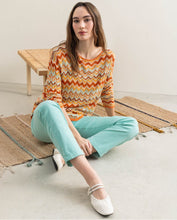 Pull à Maille Rayure Orange