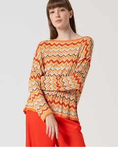 Pull à Maille Rayure Orange