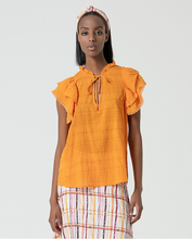 Top romantique broderies Orange