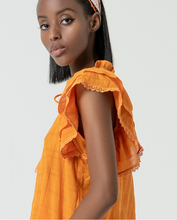 Top romantique broderies Orange