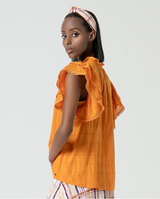 Top romantique broderies Orange