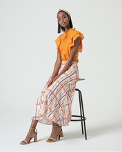 Top romantique broderies Orange