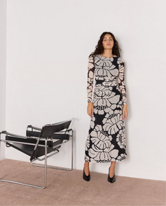 PERSEPHONE MESH MAXI DRESS - BLACK & WHITE FLORAL MINKPINK