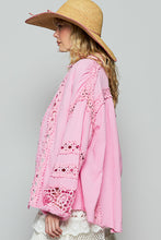 Blouse Manche Ample Dentelle Rose