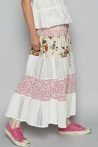 Jupe Longue Floral Fraise Patch