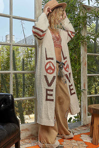 Longue belle Veste Doudou Peace and Love