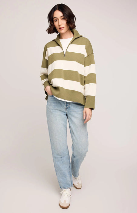 Pull Rayure Kaki Go to School Gentle Fawn