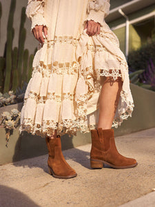 Botte COSY Courte  Sand en Cuir Camel