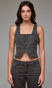 Veste Jean Denim Léopard Chocolat