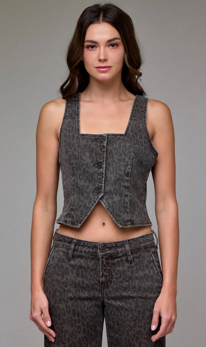 Veste Jean Denim Léopard Chocolat