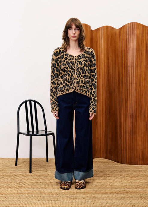 Cardigan BEGONIA Leopard FRNCH