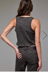 Veste Jean Denim Léopard Chocolat