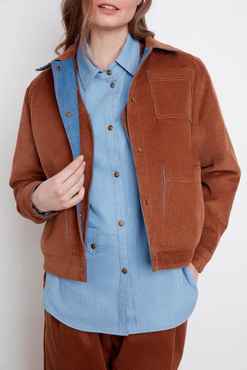 Veste Jacket réversible Anabella en corduroy \ denim de Julei Design