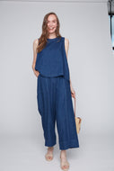 Pantalon Brooke Bleu Denim Jambe Évasée Julei Design