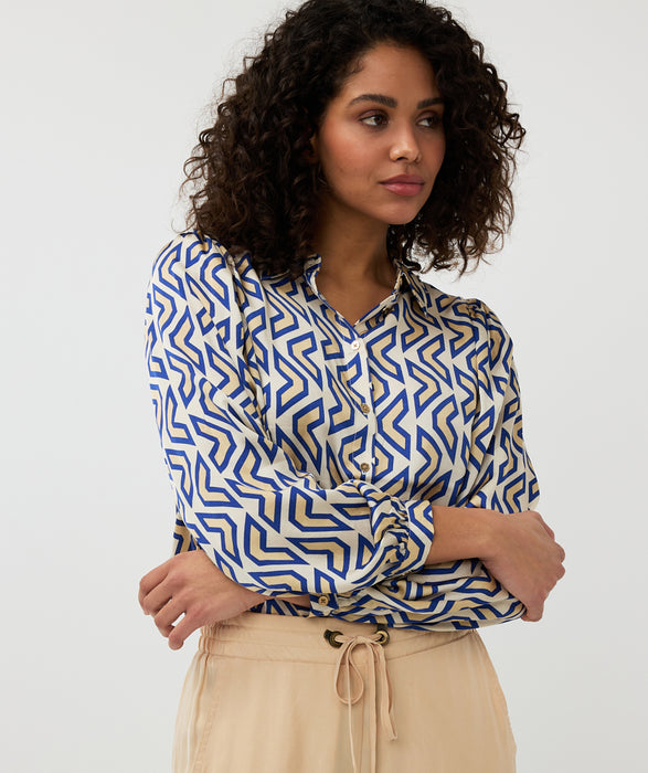 Blouse Légère Motif Bleu