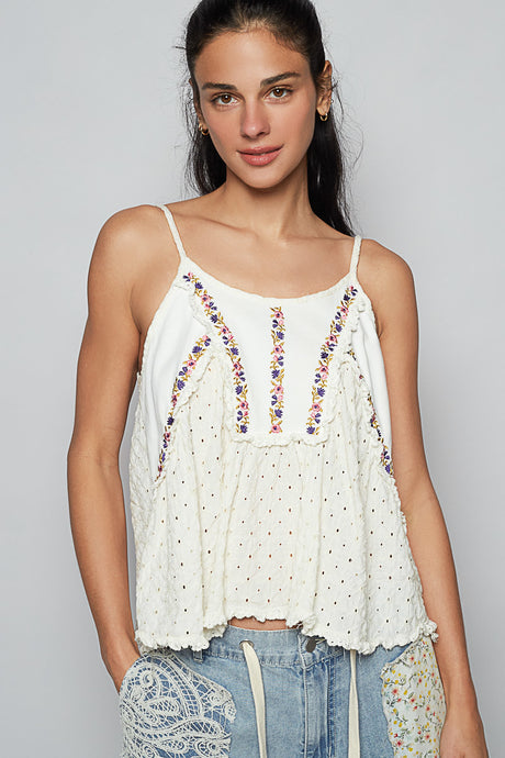 Camisole Blanc Broderie